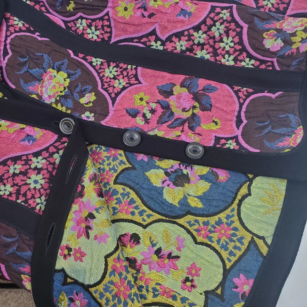 Canvasback Vintage Vibrant Multicolor Flower Cotton Blend Blazer Size 14 - Picture 7 of 9